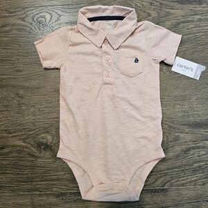 Carter's NWT Pink Collared Nautical Themed Onesie Toddler Baby Size 18 Months